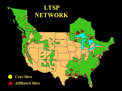 map showing locations of LTSP sites throughout the U.S.A and Canada