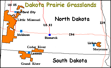 Map of Dakota Prairie Grasslands National Forest Districts