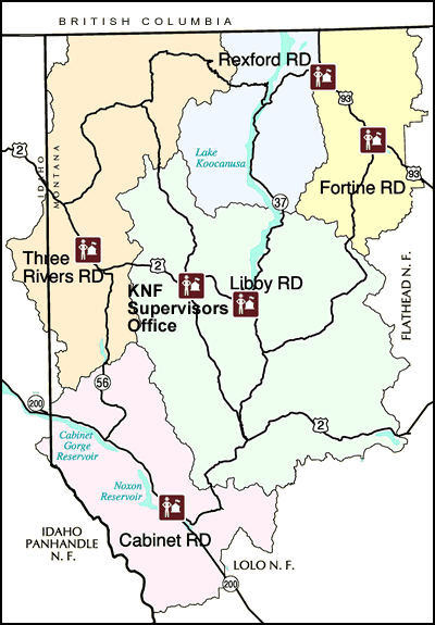 Map of Kootenai National Forest Districts