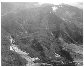 Oblique view looking east into PREF. Headquarters area in the lower right; photo by the 116th Washington Air National Guard, 1936.