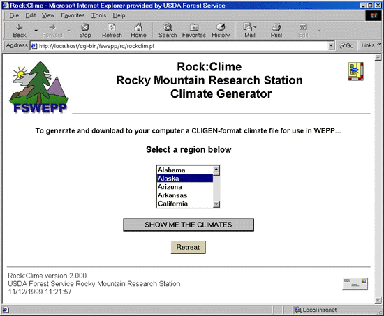 Rock:Clime Region Screen