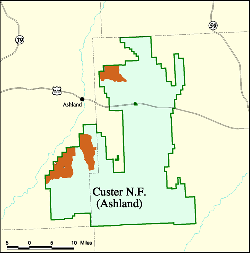 Map of Custer National Forest: Ashland Ranger District