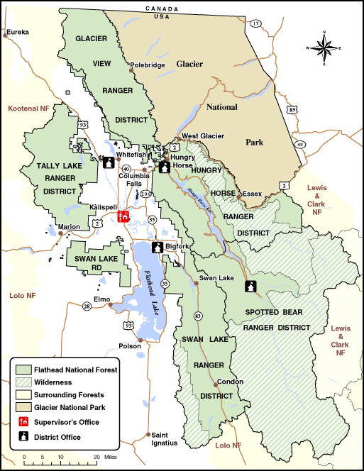 Map of Flathead National Forest Districts
