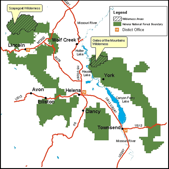Map of Helena National Forest Districts