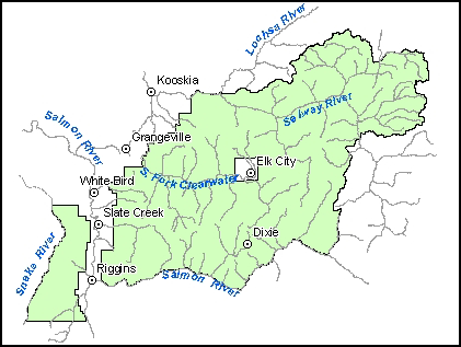 Map of Nez Perce National Forest Districts
